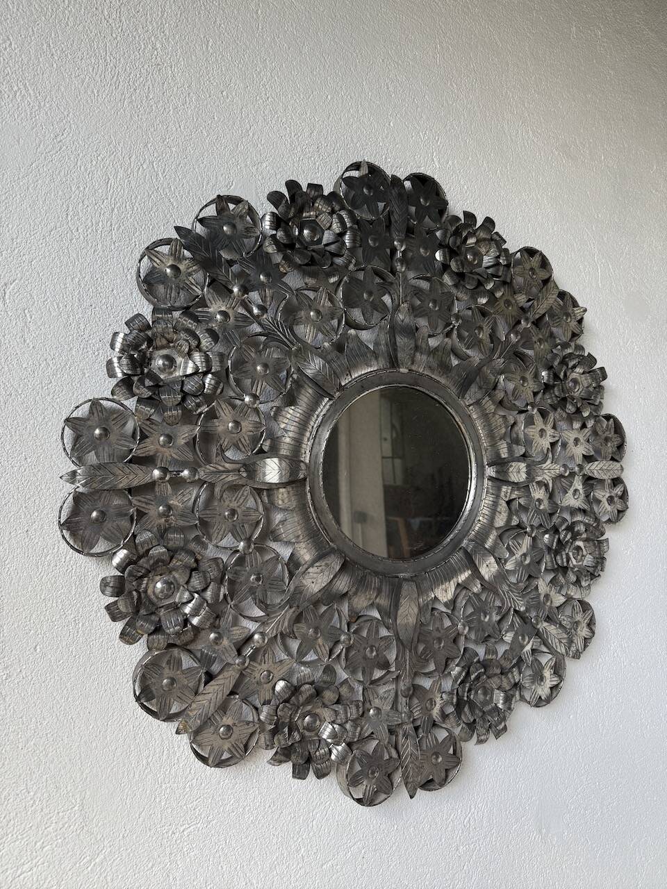 Vintage Mexican metal large mirror