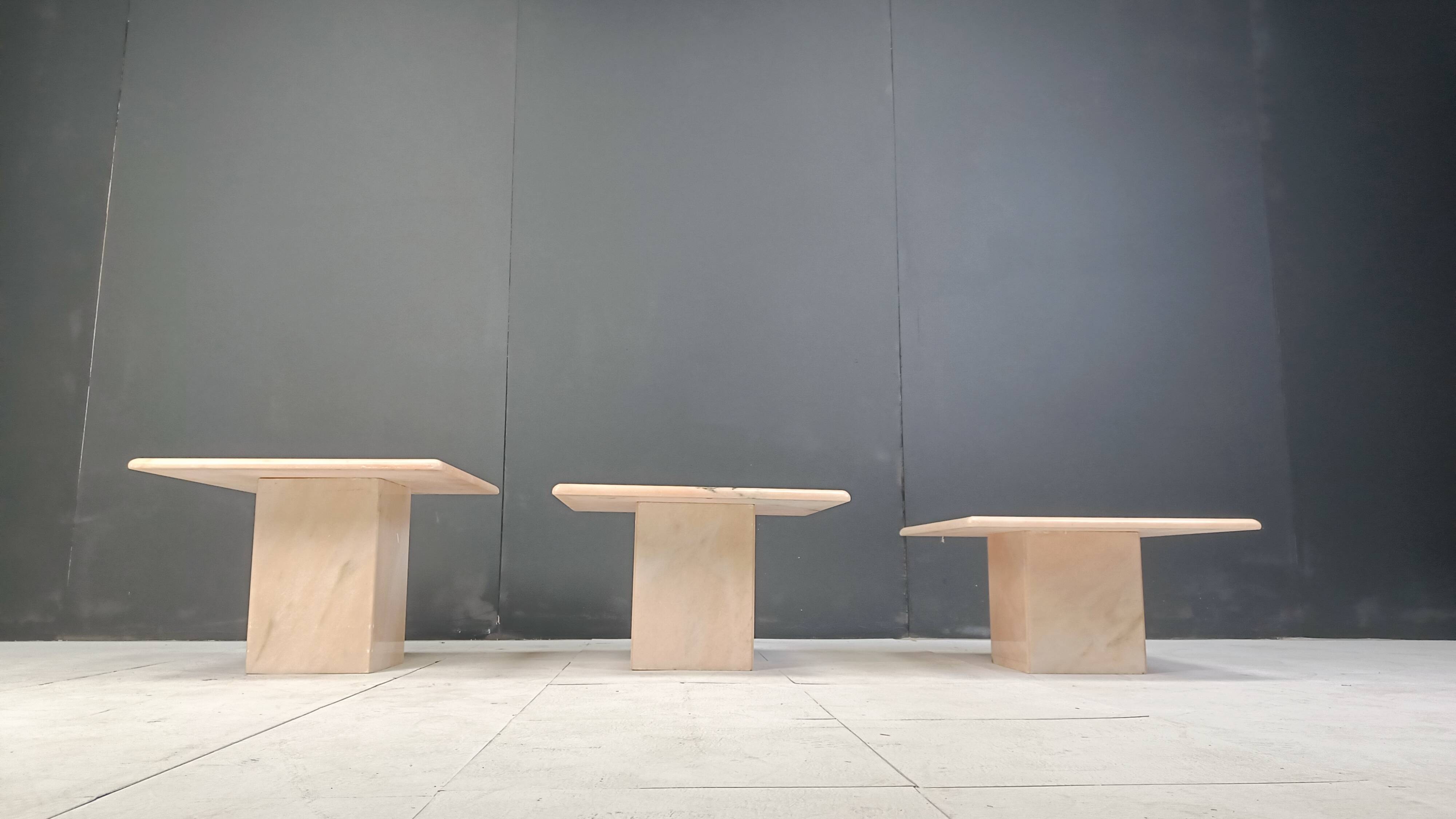 Tables gigognes ou tables d'appoint vintage en marbre, années 1970