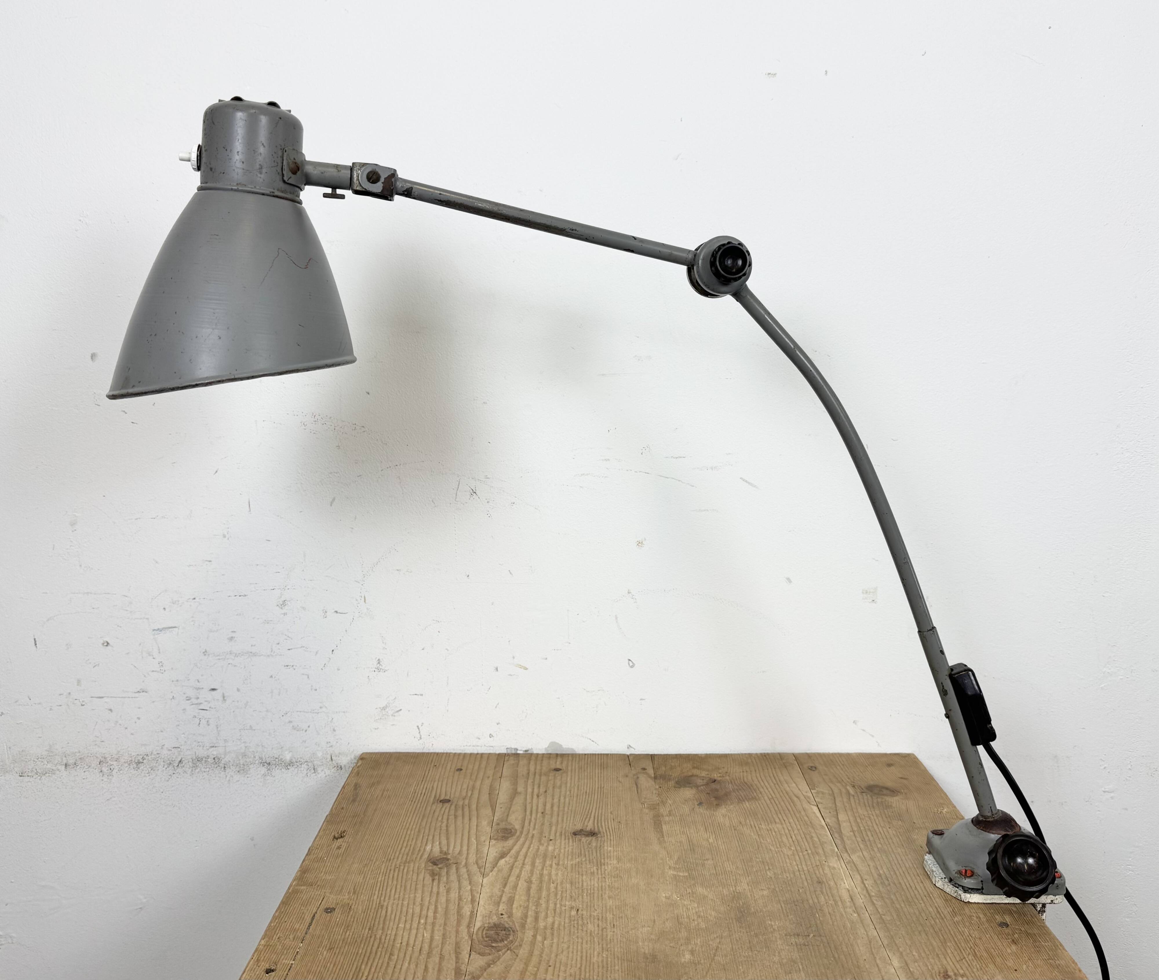 Large Grey Industrial Workshop Table Lamp, 1960s