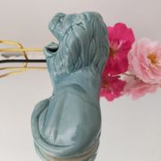 Ashtray vintage ceramic zoomorphic "lion" glaze light blue vintage of the 50s