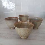 Set of 4 Large Pyrite Stone Bowls