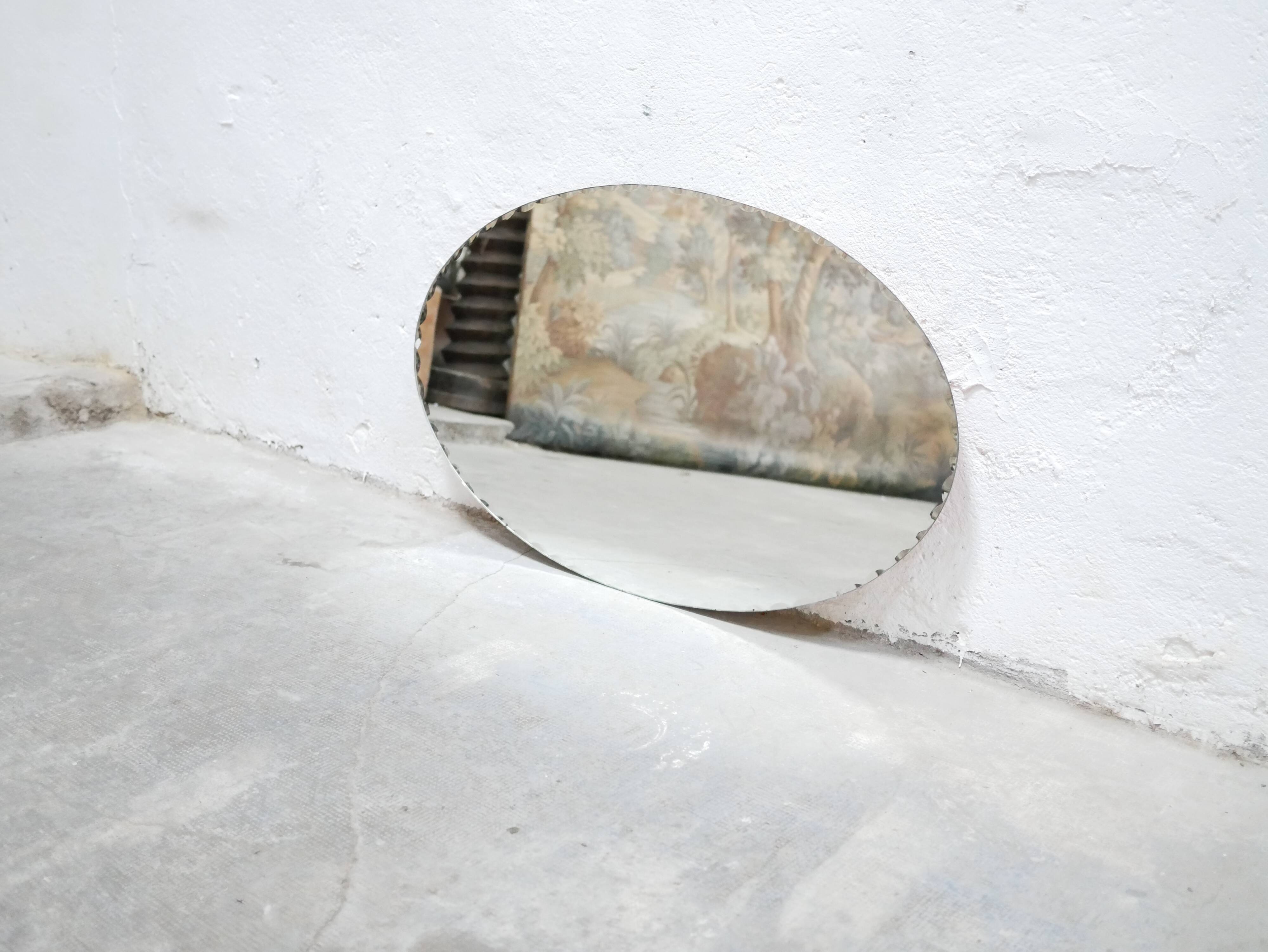 Mirror beveled art deco oval 59cm x 93cm