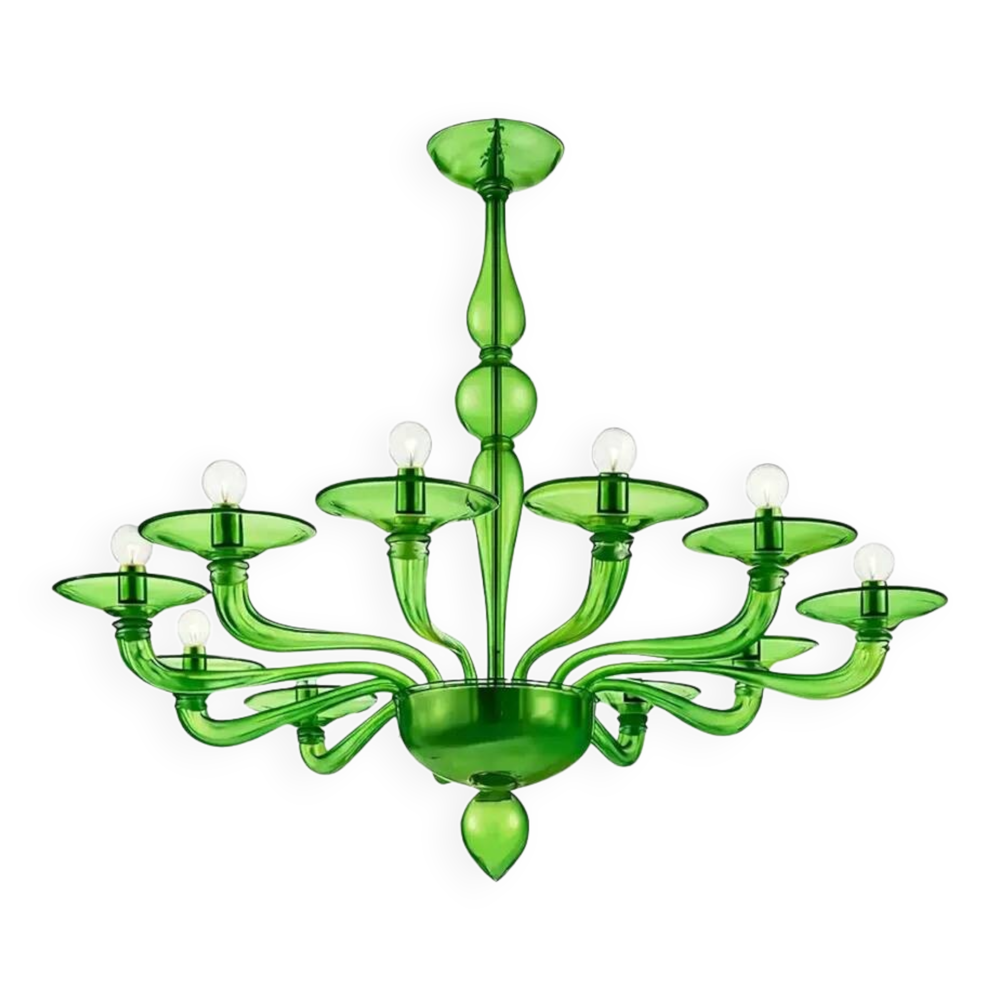 Contemporary Italian Green Murano Style Glass Chandelier
