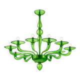 Contemporary Italian Green Murano Style Glass Chandelier