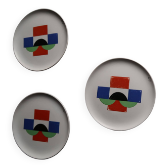 3 Decorative plates Sonia DELAUNAY (1885-1979) Published by MOUSTIERS France and ARTCURIAL.