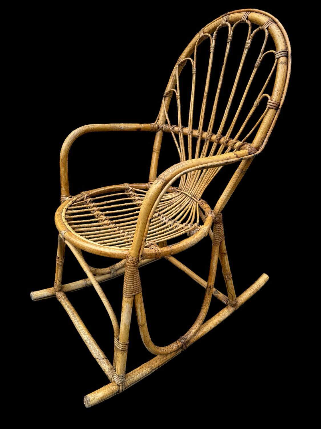 Rattan rocking chair Italy 1950