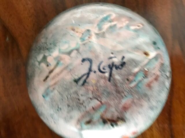 Art email Limoges cup empty-pocket signed 1950/60s