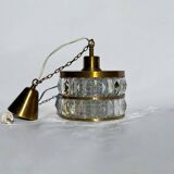 Hans-Agne Jakobsson Brass & Crystal Chandelier – Sweden, 1960s