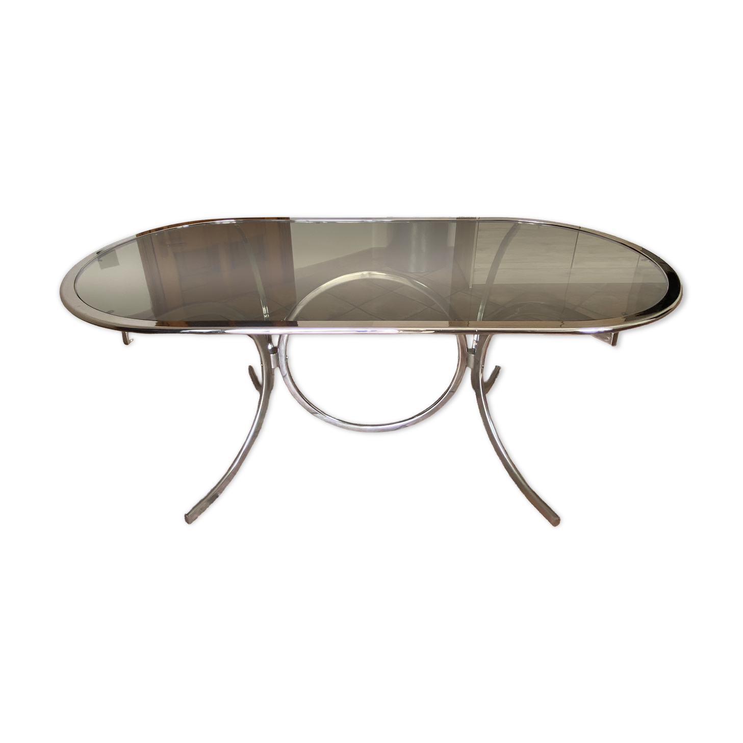 Roche Bobois oval table. 1970. Chrome steel. 188x90.