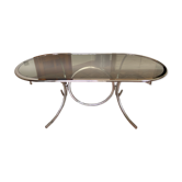 Table ovale Roche Bobois. 1970. Acier chromé. 188x90.