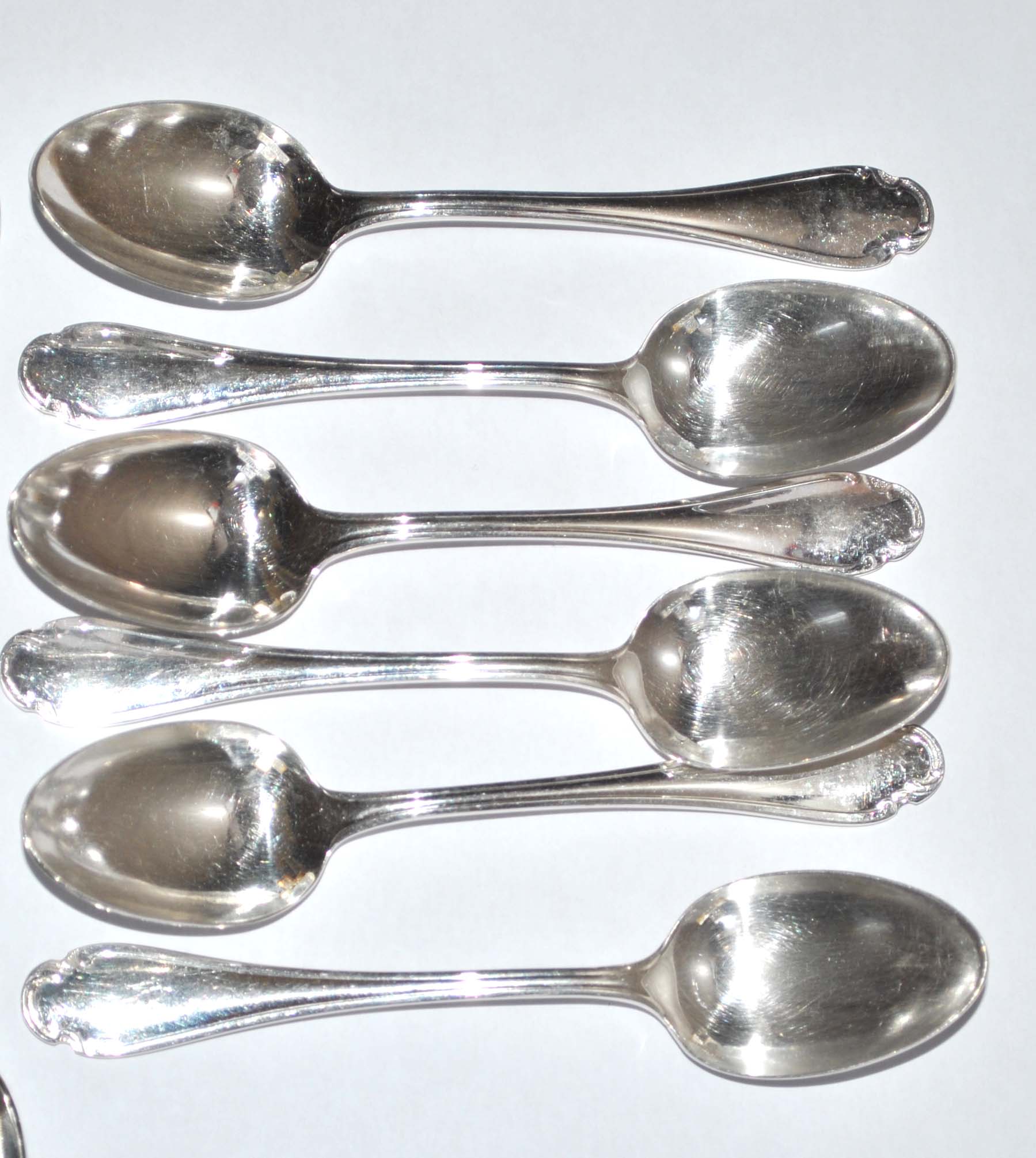 CHRISTOFLE Series of 6 teaspoons dessert silver metal model Pompadour 13cm
