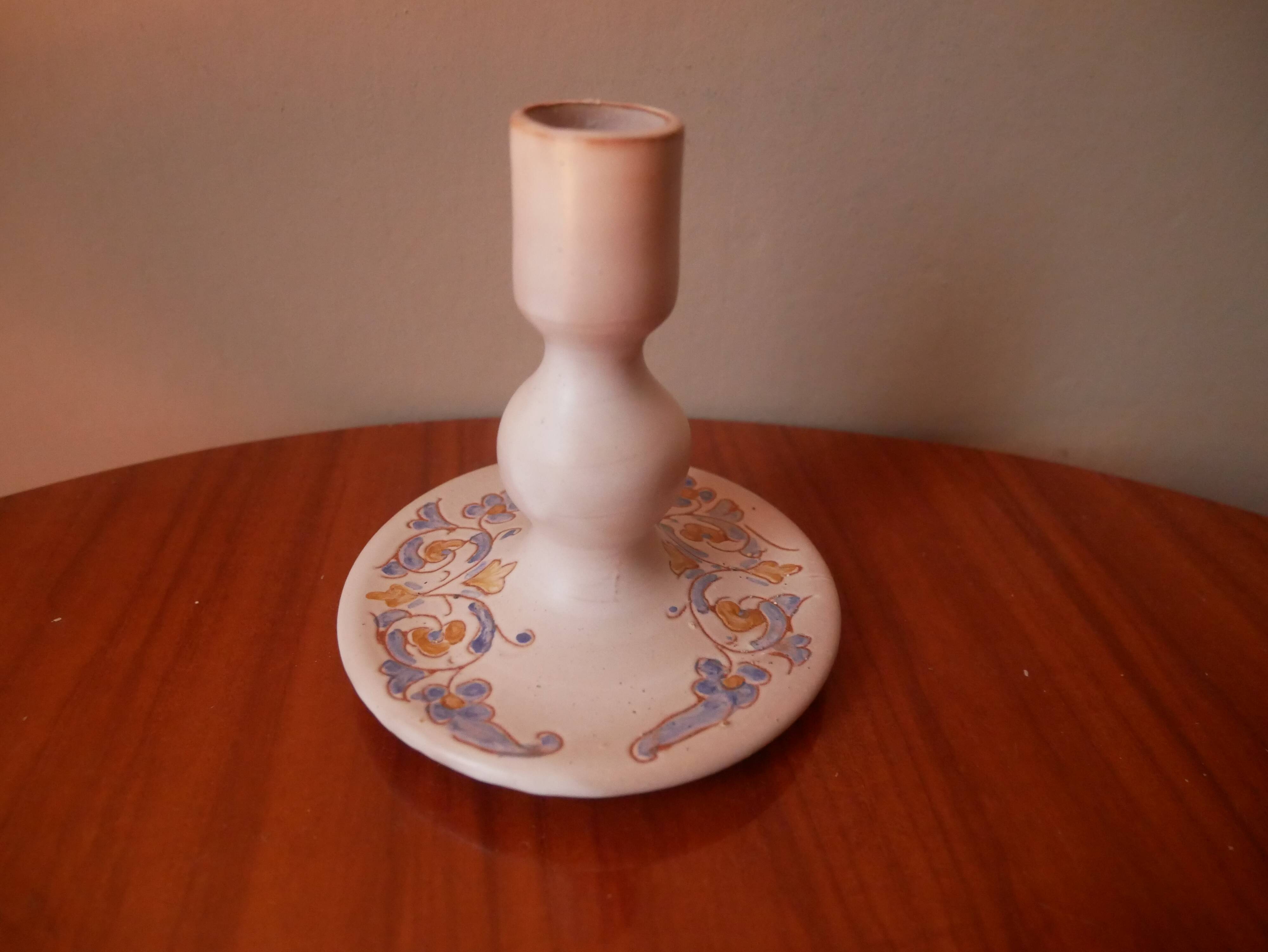 Hand painted ceramic candle holder slow craftsmanship countryside decoration candlestick