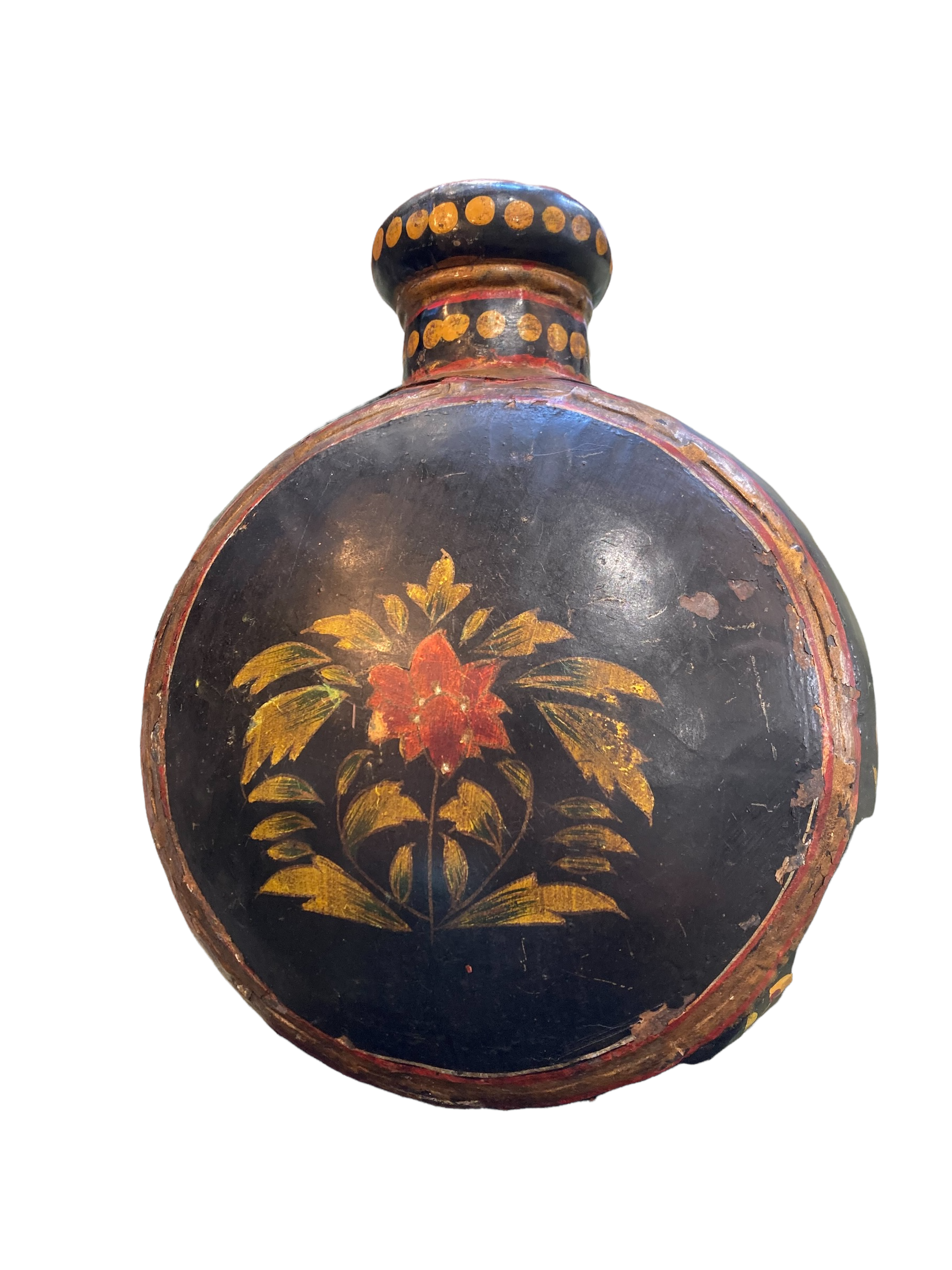 Indian painted metal jar
