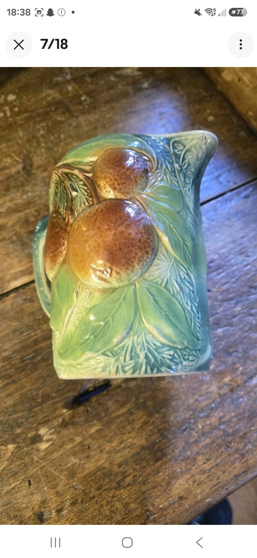 Magnificent rare Pichet Broc Saint Amand 1900 Orange Barbotine