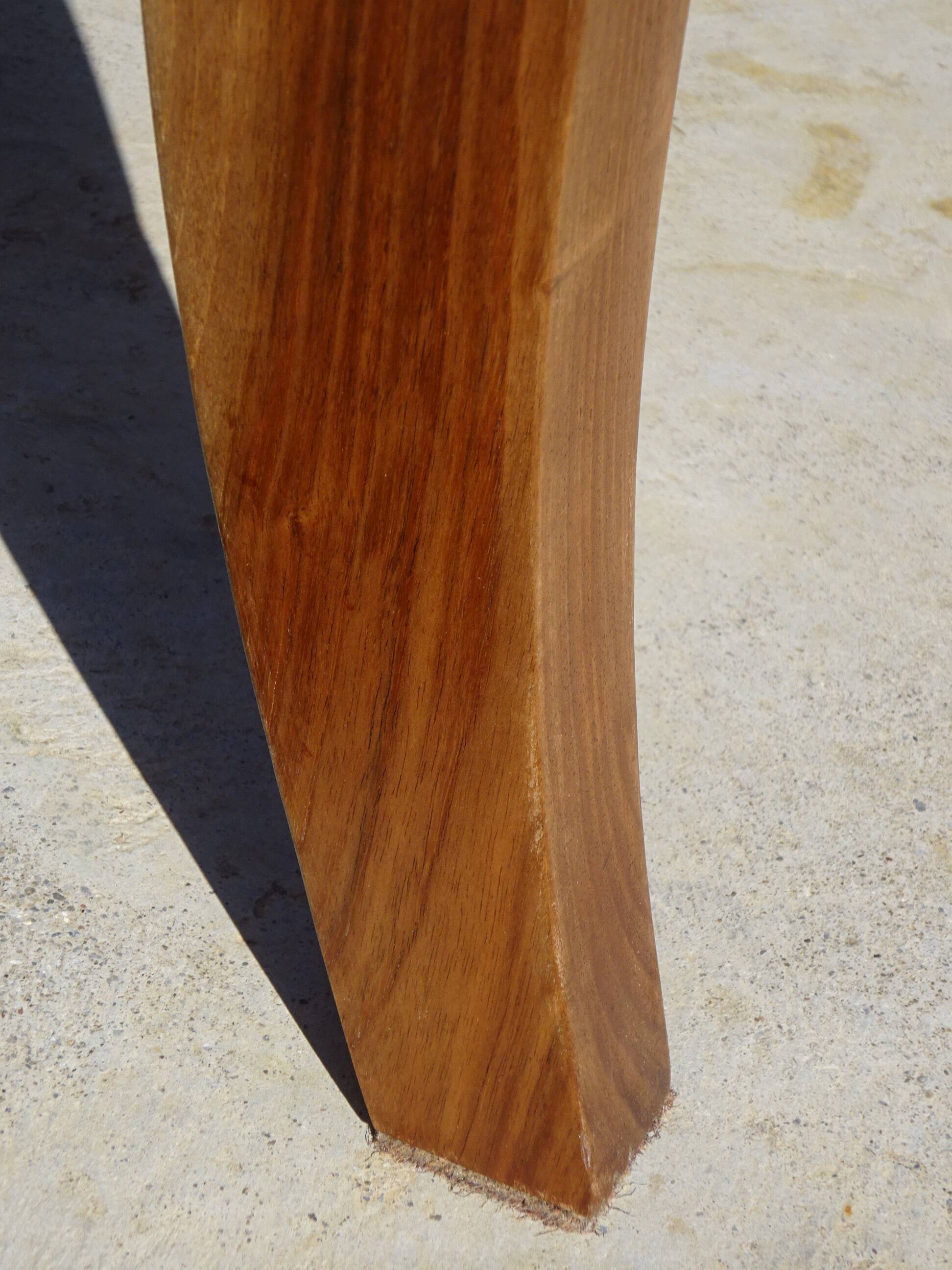 Antique solid walnut table with marquetry and extensions.