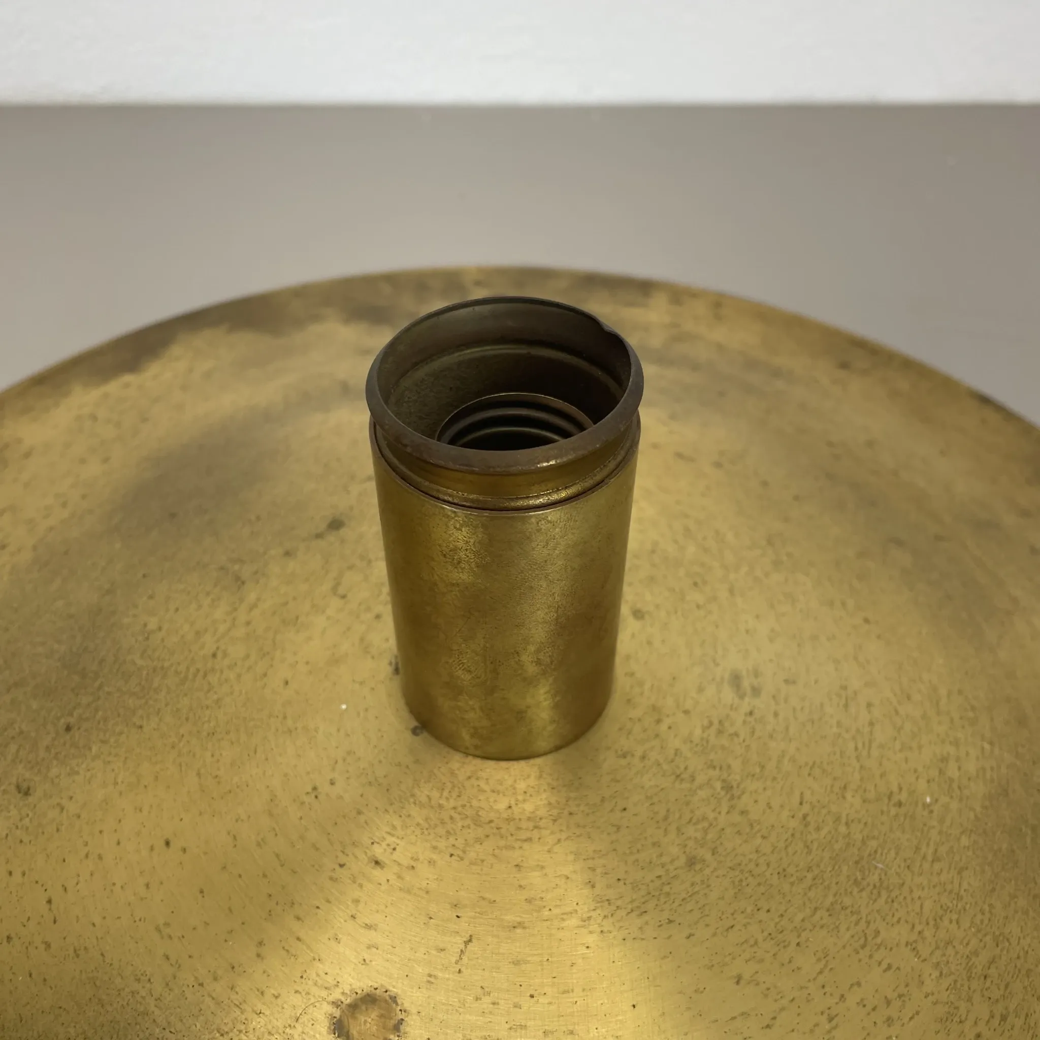 Wall-Ceiling Lamp made of Unique Brass in the Style of Gino Sarfatti, Flush Mount Lighting Italy 1950s