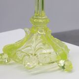 Pair Uranium or annagreen glass candlesticks by Vallerysthal & Portieux