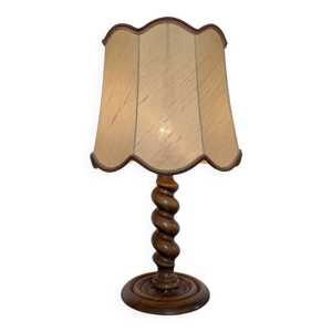 Lampe bois torsadé années