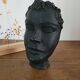 Sculpture visage en céramique noir