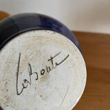 Pichet en céramique bleu signé Laboute