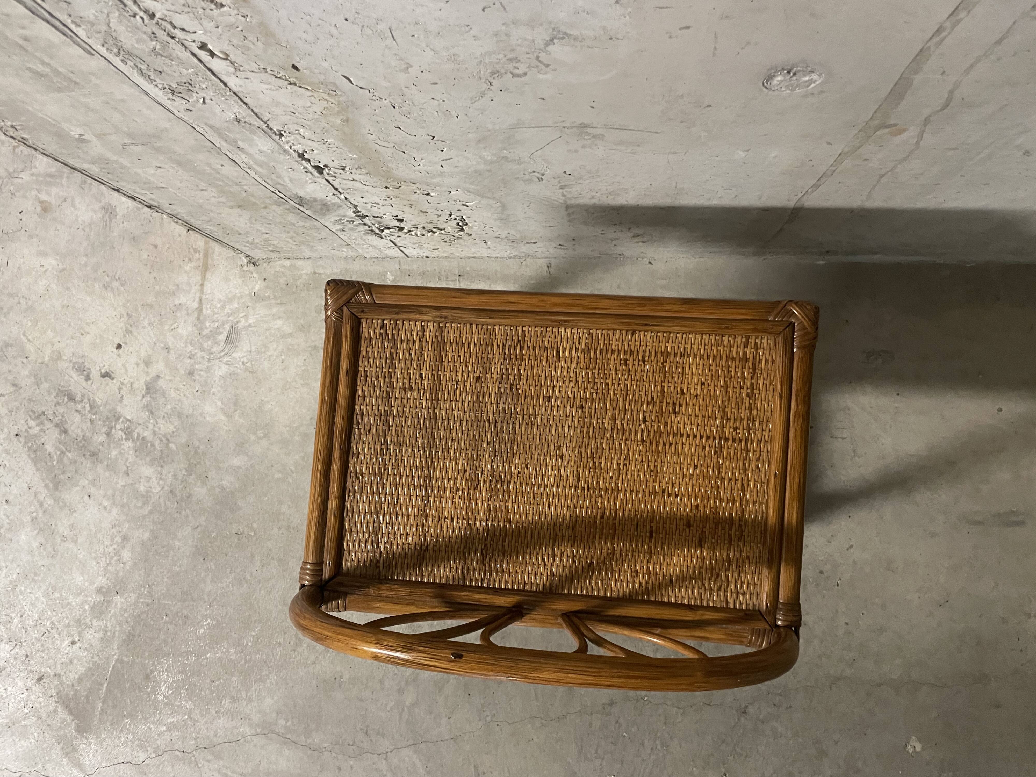 1970s rattan bedside table