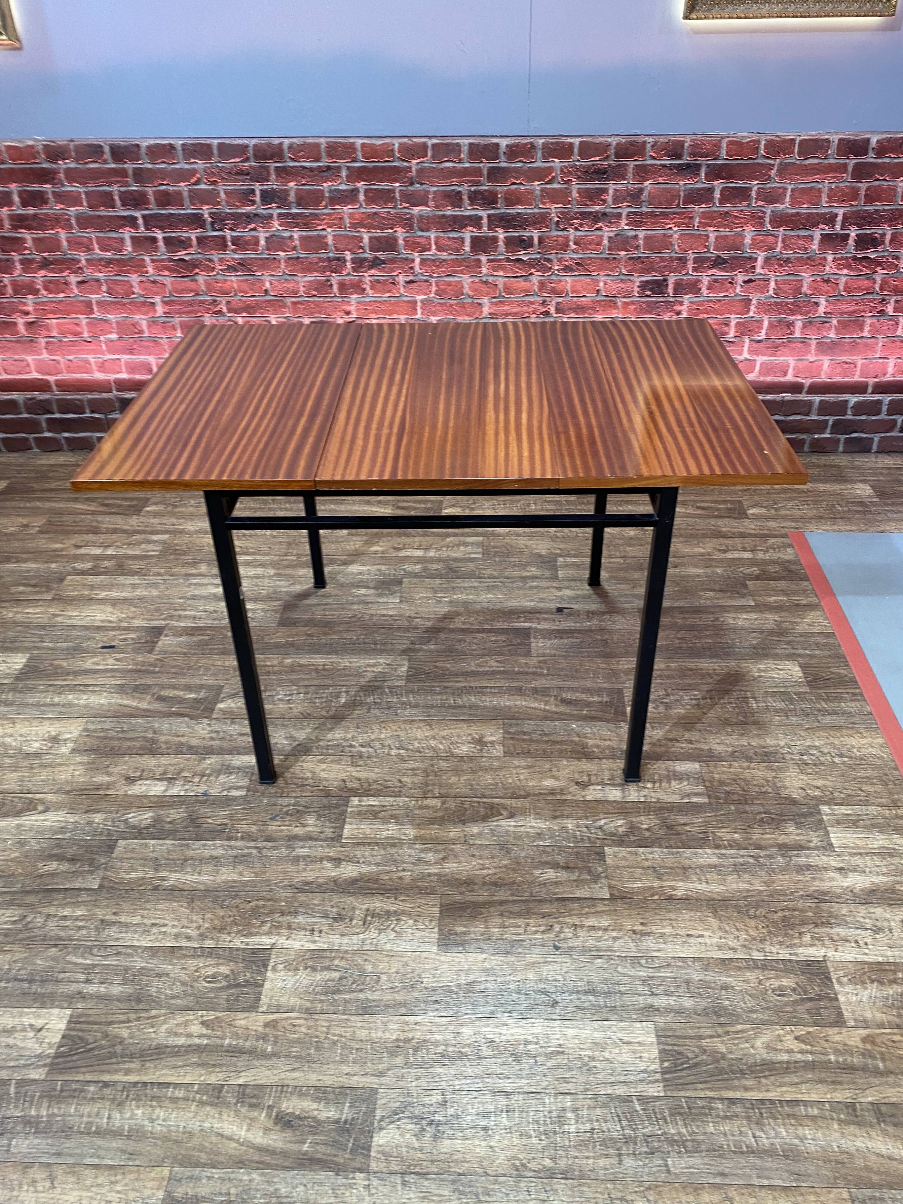 Mahogany veneer dining table by Marcel Gascoin 1960 for Alveole