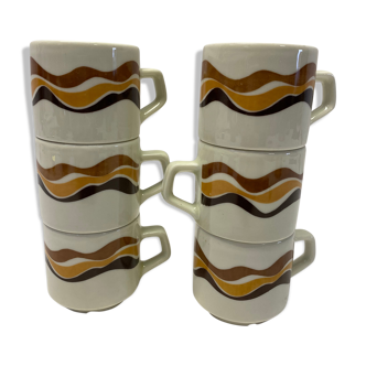 Set of 6 cups of vintage porcelain