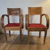 Pair of Art Deco Walnut Bridge Armchairs