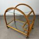 Glass and rattan dessert trolley, bar cart