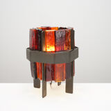 Rare lamp by Jacques Avoinet in glass and wrought iron circa 1950