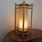 Large bamboo lamp with a tubular shade from the 70s and 80s.