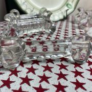 Set of 6 antique molded glass knife rests