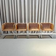 Set of 4 cantilever wicker chairs, attributed to Harvey Probber, USA, 1970s.