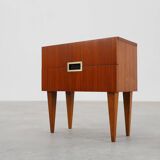 Vintage Nightstand in teak veneer with 2 drawers, Belgium 1950s
