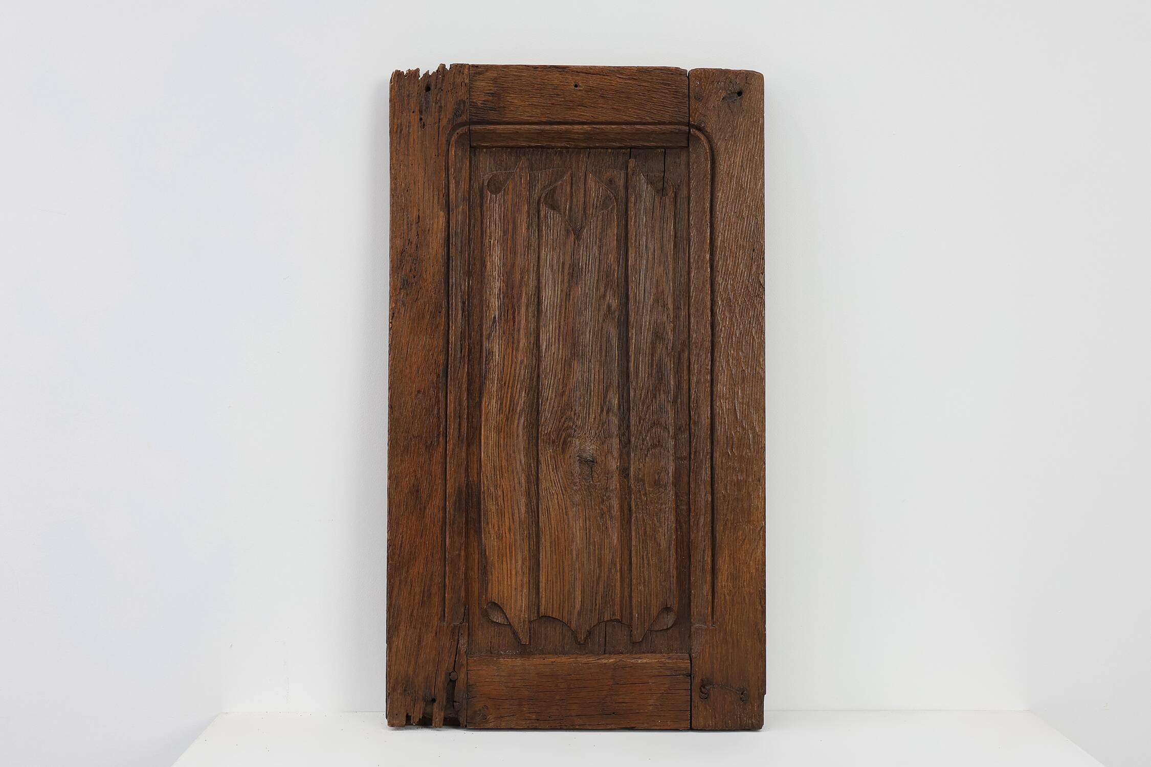 Early 16th Gothic century carved oak relief panel, France