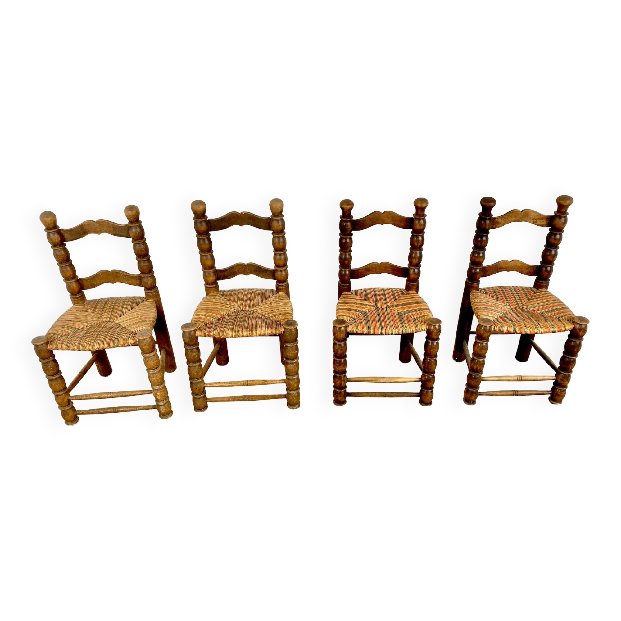 Four stuffed Breton chairs from the 20s and 30s