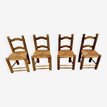 Four stuffed Breton chairs from the 20s and 30s