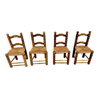 Quatre chaises bretonnes empaillées des années 20-30