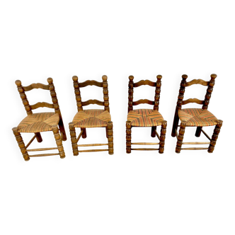 Quatre chaises bretonnes empaillées des années 20-30