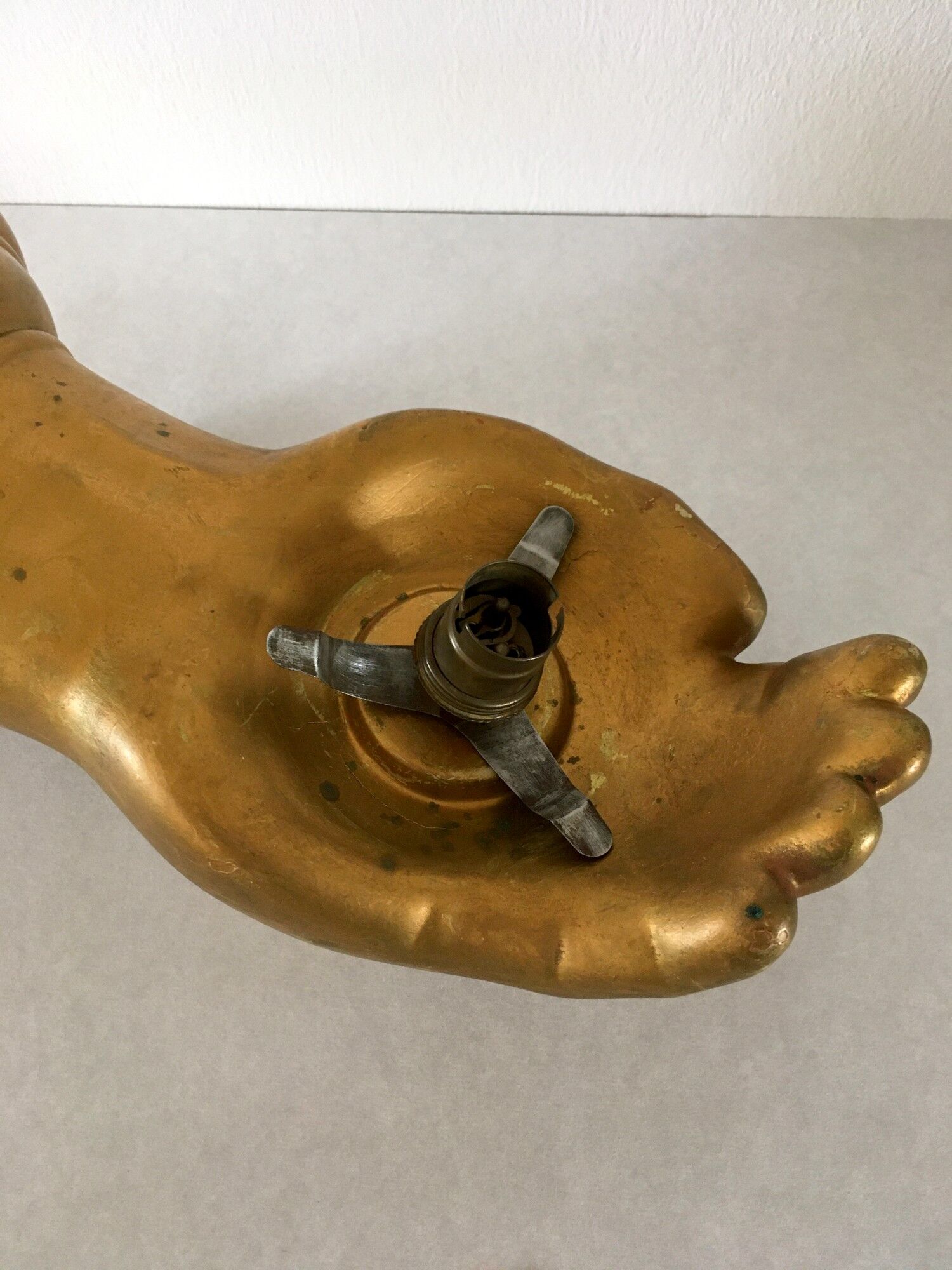 Vintage hand lamp in ceramic and opaline 70s
