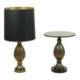 Rare Set Pineapple Lamp and Table Deknudt Loevsky 1970s