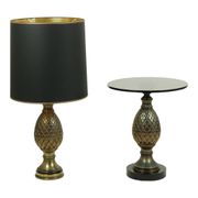 Lampe et table en pin rare Deknudt Loevsky années 1970