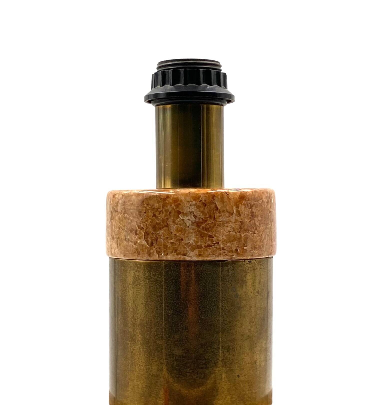 Hollywood regency pink granite and brass table lamp base, Italy 1970 ca.