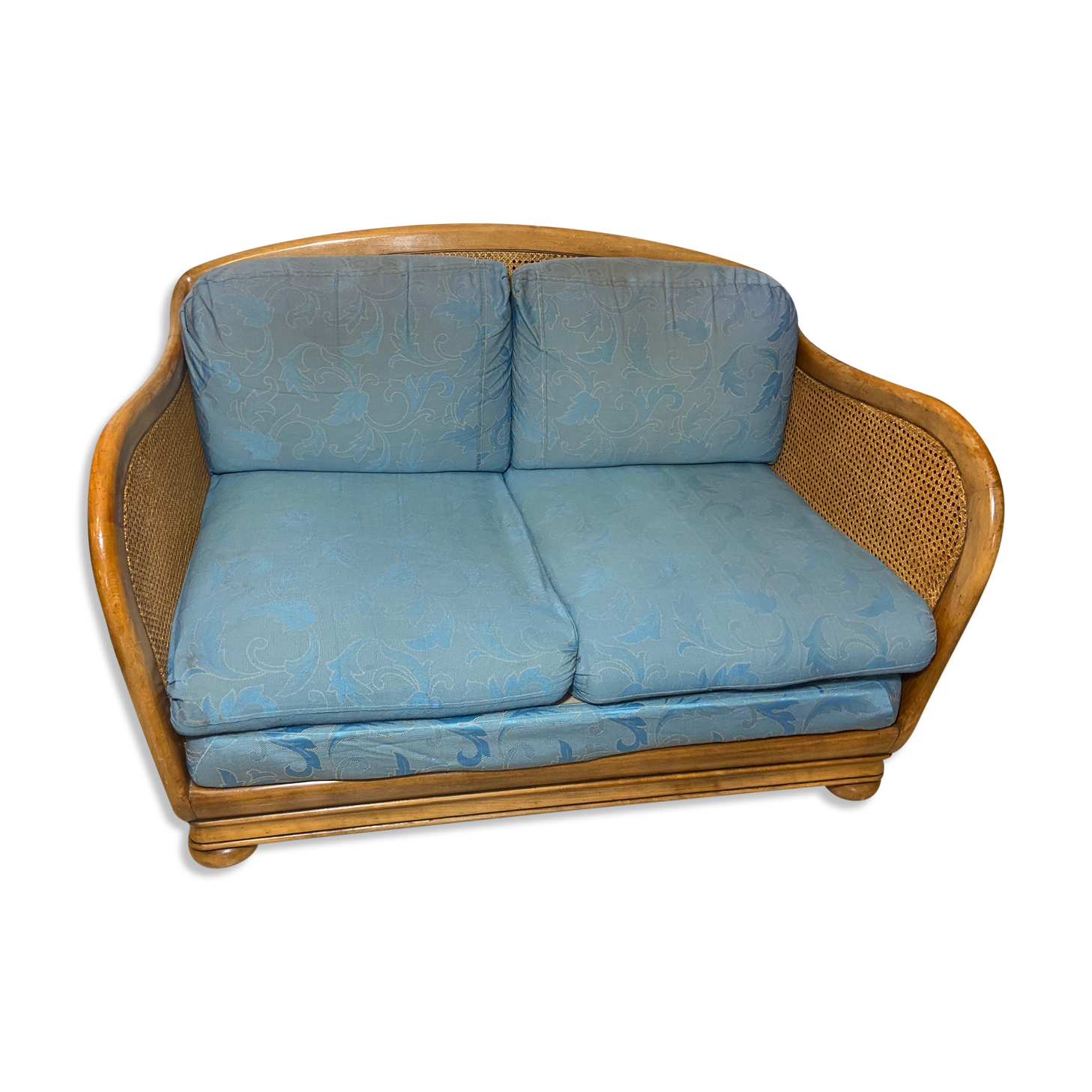 Vintage sofa in cannage and wood 1960