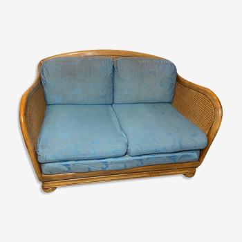 Vintage sofa in cannage and wood 1960