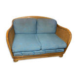 Vintage sofa in cannage and wood 1960
