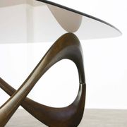 Italian Organic "Snake" Wooden and Smoked Glass Coffee Table, 1960s