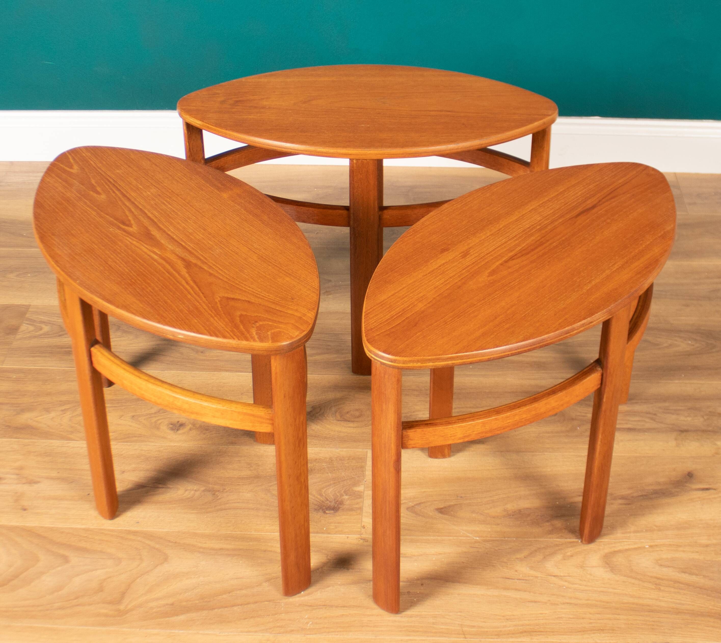 Retro Teak 1960s Nathan Trinity Nest Of Tables Teak & Glass Four Tables