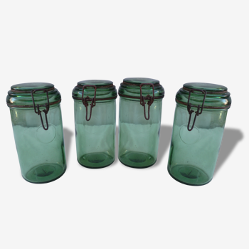 4 jars 1 liter bottle green Durfor to 1950s