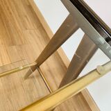 Vintage console in wood, glass and gold metal